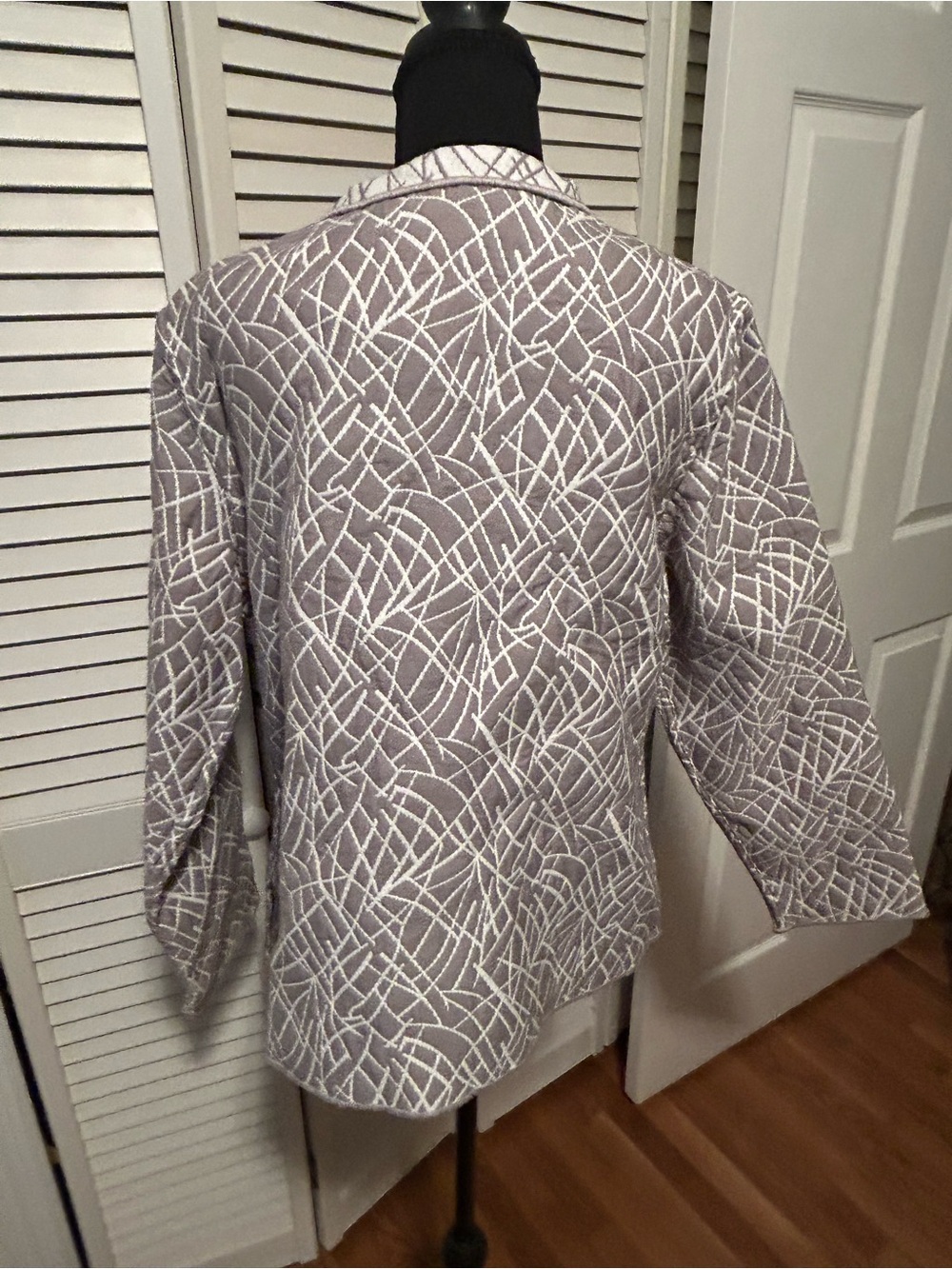 Women's Gray Abstract-Pattern Single-Button Blazer - Picture 3 of 8